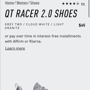 QT Racer 2.0 Adidas Sneakers. Never worn.